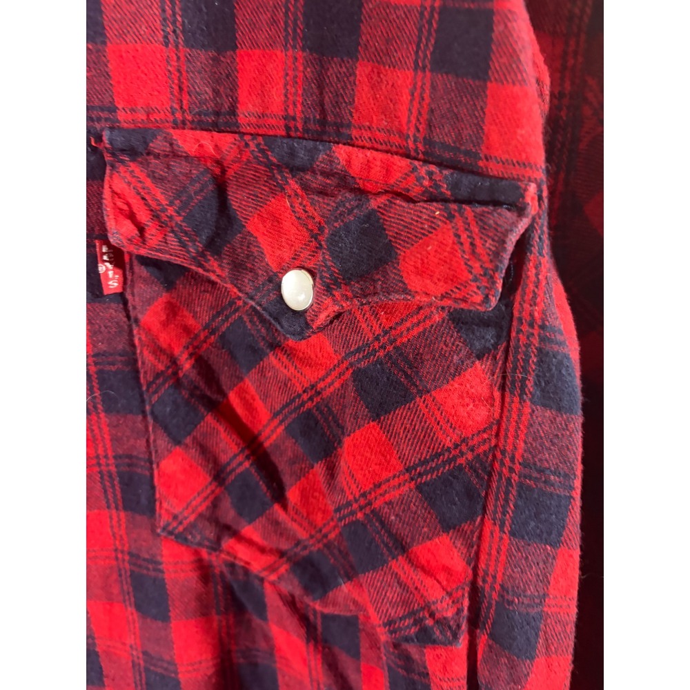 Levi's Western Flannel Shirt Mens XXL Red Black Buffalo‎ Plaid Excellent Snaps - Picture 4 of 12